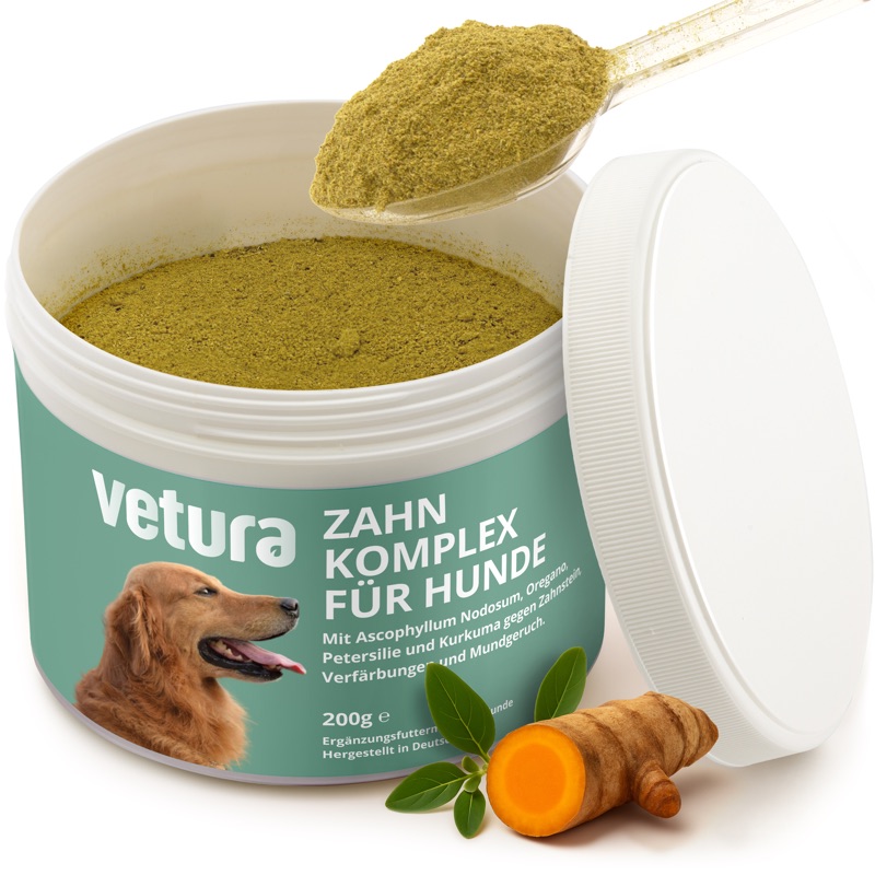 Vetura Zahn-Komplex für Hunde mit Ascophyllum nodosum, Kräutern und Kurkuma